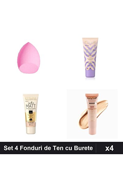 Makeup Set of 4 Eveline Cosmetics & Ruby Rose Foundations, Beige Shades 03-10...