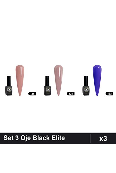 Makeup Set 3 Oje Semipermanente Black Elite 8ml, Nuante 126 121 183, Manichiu...