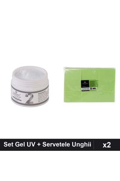 Makeup Set 2 Gel Constructie UV LED FSM 15g + 900 Servetele Unghii Verde, Man...