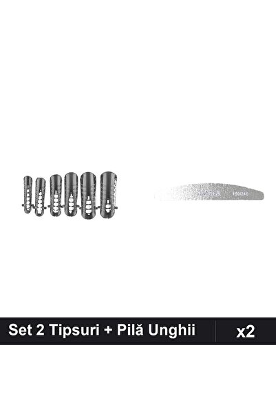 Makeup Set 2 Îngrijire Unghii, 120 Tipsuri Reutilizabile Nr.23 + Pilă Emma 15...