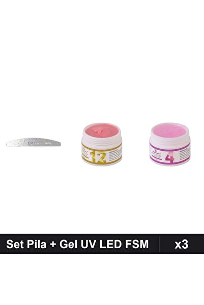 Makeup Set 3 Pila + Gel Constructie UV LED FSM 15g, Nuante 12 04, Manichiura ...