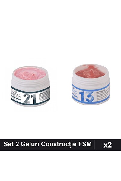 Makeup Set 2 Geluri Construcție UV LED FSM 15g, Nuante 21 și 13, Manichiură P...