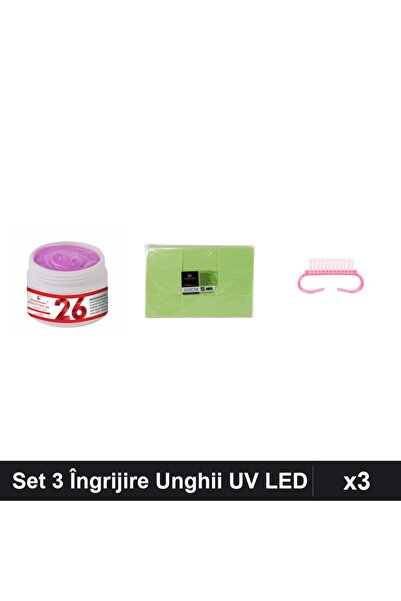 Makeup Set 3 Îngrijire Unghii, Gel Constructor UV LED FSM 15g, Șervețele 900b...
