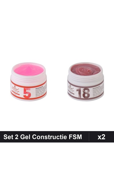 Makeup Set 2 Gel Constructie UV LED FSM 15g, Nuante 05 și 18, Unghii Gel