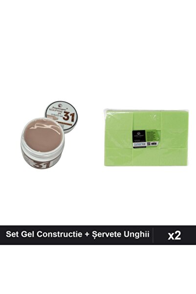 Makeup Set 2 Gel Constructie UV LED FSM 15g + Șervete Unghii 900 buc Verde