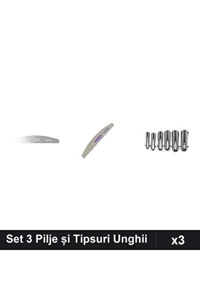 Makeup Set 3 Piље Unghii Emma 150/240 și 100/180, Tipsuri Reutilizabile 120buc