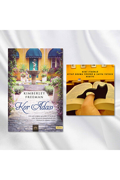 Arkadya Yayınları جزيرة كور/ هدية خاتم قراءة الكتب وحامل الصفحات بتصميم قطة