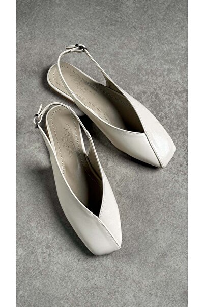 MERVE SARIDEMİR SHOES Krem Slingback Babet