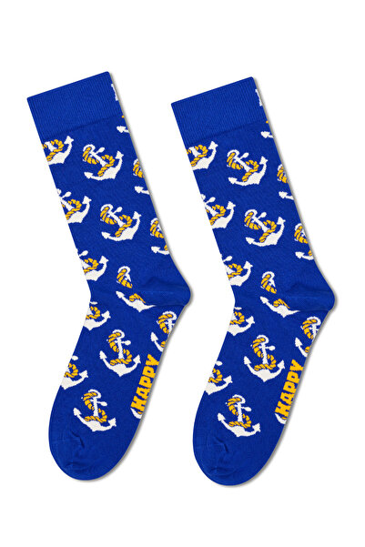 Derimod Happy Socks Γυναικείες βαμβακερές κάλτσες με μπλε σχέδιο άγκυρας P002597