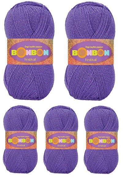 atastore2017 5 Pieces Festival Glitter Knitting Yarn Wool Color No:241