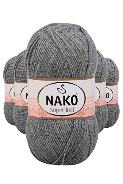 atastore2017 5 Pieces Super Pearl Hand Knitting Thread 100 gr Gray Melange 194