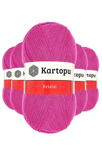 atastore2017 5 Pieces of Crystal Double Layered Hand Knitted Yarn Fuchsia K44...