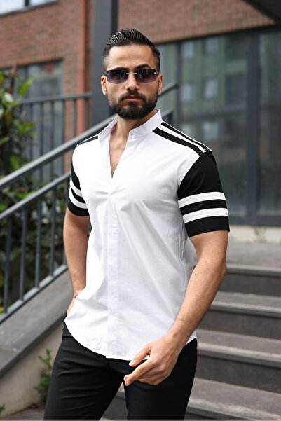 BAYIM Erkek Slim-Fit Hakim Yaka Şerit Detaylı Lüks Gömlek