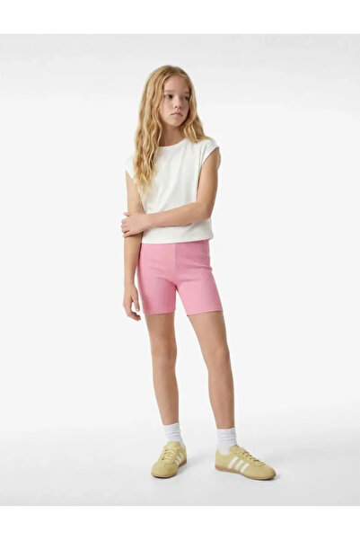 Koton Cotton Ribbed Short Leggings with Elastic Waist