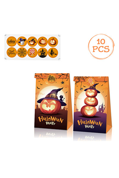 Zumzeria Pungi de bomboane de Halloween cu autocolante 12x8x23cm - 10 bucăți