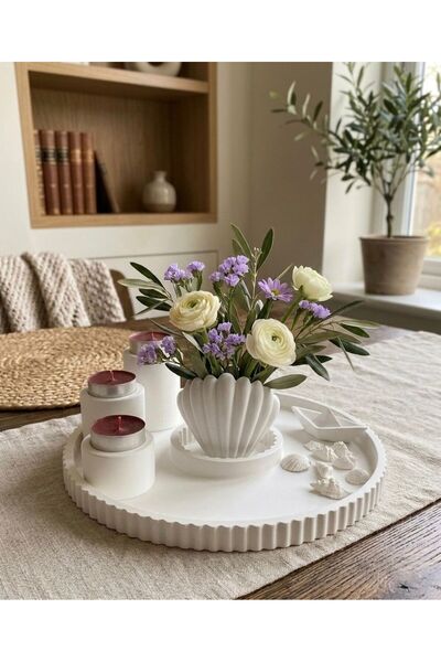 Ce'Den Set decorativ " Pure Harmony" - Tava, Vaza, 3 Suporturi pentru lumanar...