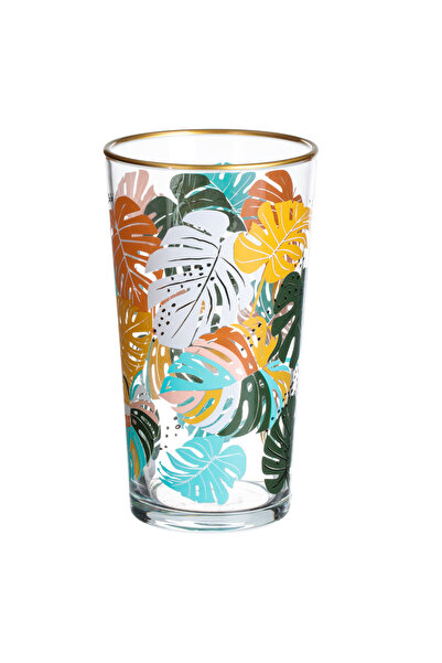 Zumzeria Glass Cup with Golden Edge 'Tropical' 570ml