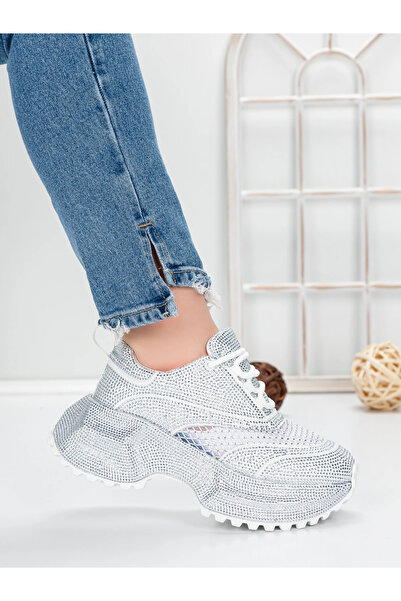 mei Pantofi Sport Dama cu Platforma 5WL109 Alb