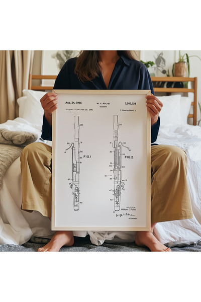 Pegziz Grafikon patentnog crteža fagota, muzički instrument, zidna dekoracija...