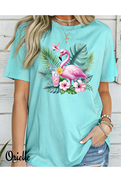 Orielle Tricou Croială Lejeră Flamingo Exotic