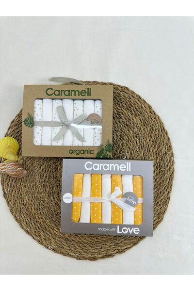 Caramell Patterned Combed Cotton Baby Mouth Wipes, Pack of 7 (2 Packs)