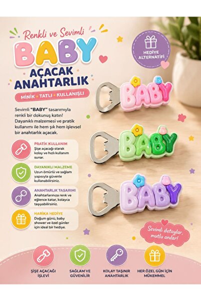 Keyfi Sepet Baby Yazılı Magnetli Açacak Anahtarlık Şişe Açacağı Hediyelik Magnet