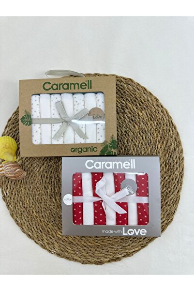 Caramell Patterned Combed Cotton Baby Mouth Wipes, Pack of 7 (2 Packs)