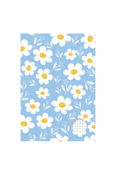 Zumzeria A5 Mathematics Notebook with Blue Floral Cover - 100 Sheets