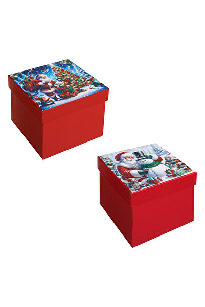 Zumzeria Mini cutie de Crăciun din carton kraft cu folie cu Moș Crăciun, om d...