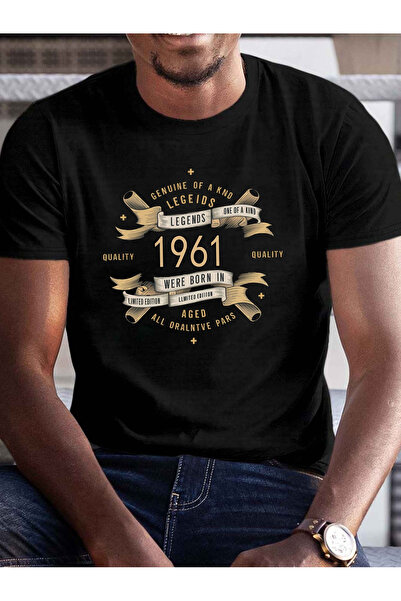 YIO YIO تي شيرت صيفي للرجال، بنمط طباعة ريترو 1961، ياقة دائرية كاجوال