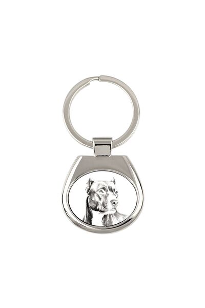Art - Dog Pit Bull - breloc cu un câine, breloc cu imprimeu, pandantiv person...