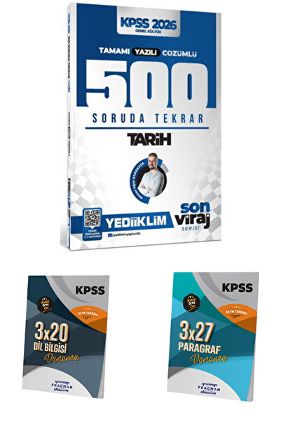 Yediiklim Yayınları KPSS-AGS Son Viraj Serisi Tarih 500 Soruda Genel Tekrar K...