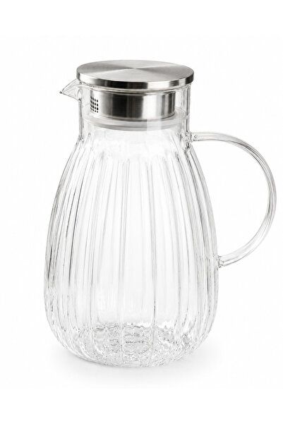 Aşkana 1800 ML,BÜYÜK BOY BOROSİLİKAT CAM SÜRAHİ,METAL SÜZGEÇ KAPAKLI,SU,LİMON...