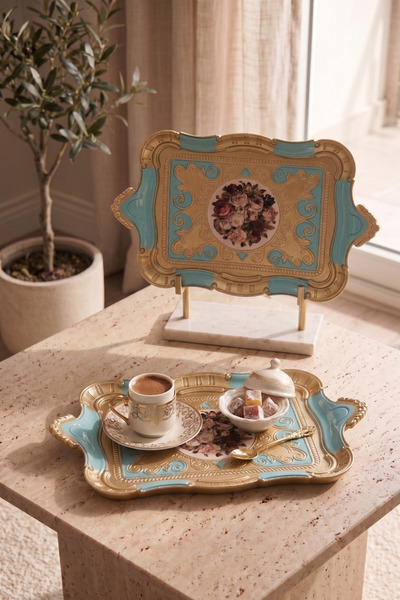 Sevinse Home Hümay Italian Rosewood Presentation Tray, Turquoise 1 Piece