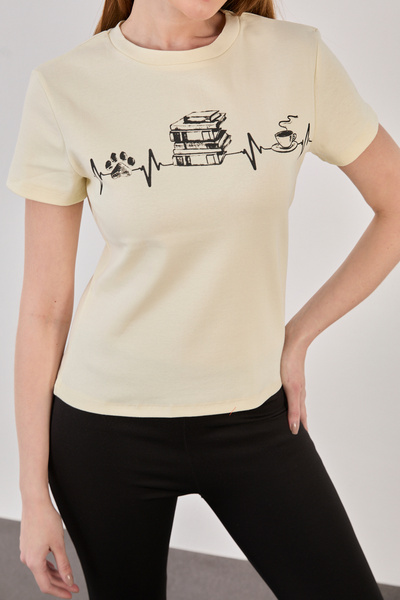 ZAZZONİ Printed Short Sleeve Women's T-Shirt
