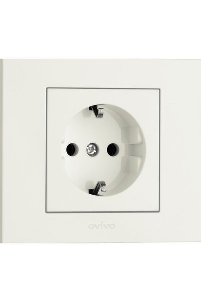 OVİVO Grano White Grounded Socket (with Frame)