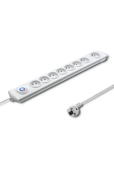 Qoltec Bandă anti-supratensiune 1,5m 8 prize Alb/Modern