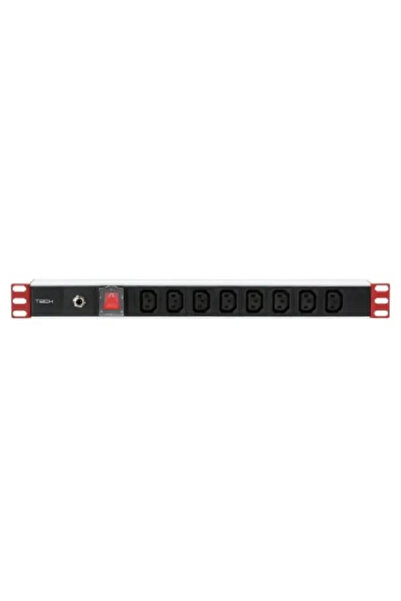 Techly 106923 Prelungitor PDU pentru rack 19 " 1U, 8 prize C13, 230V/10A, cab...