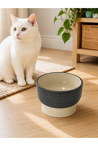 HızlıTrend 12cm Derin Seramik Kedi ve köpek mama kabı (450ml)
