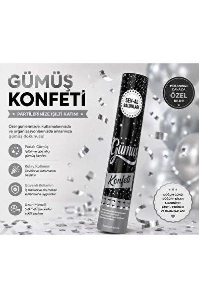 Sev-AL Balonları 30 cm Metalize Konfeti Gümüş Parti Süsü