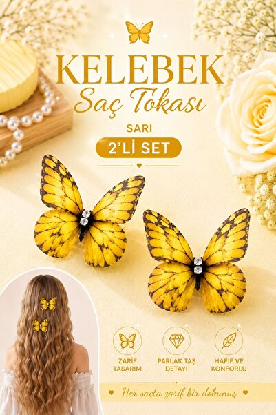 Design 4N Kelebek Toka 2'li Set / Gerçekci ve Günlük Kullanım Pens Toka