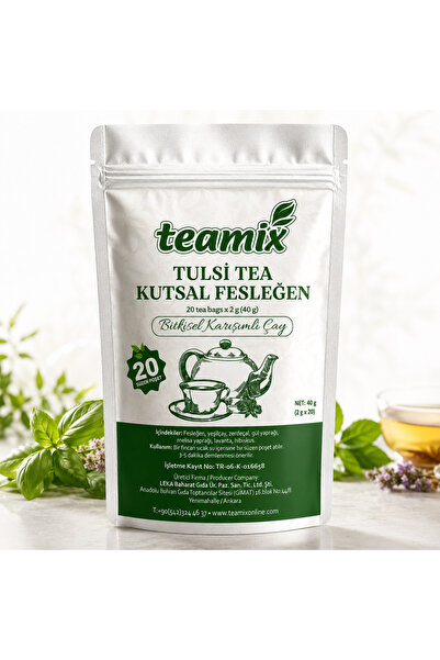 teamix Tulsi tea kutsal fesleğen bitkisel karışımlı çay 20 süzen doypack ambalaj