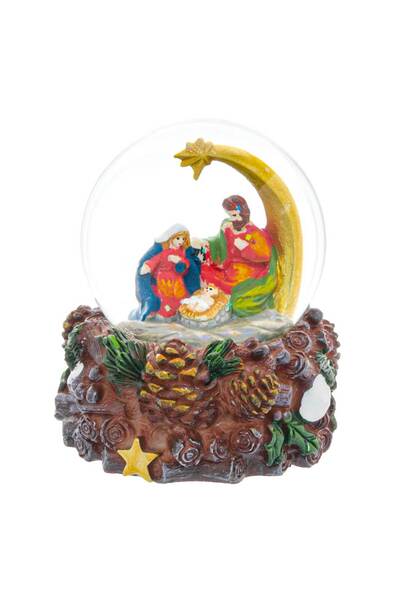 Zumzeria Glob de zăpadă decorativ de Crăciun cu Scena Nașterii și Steaua, 8cm