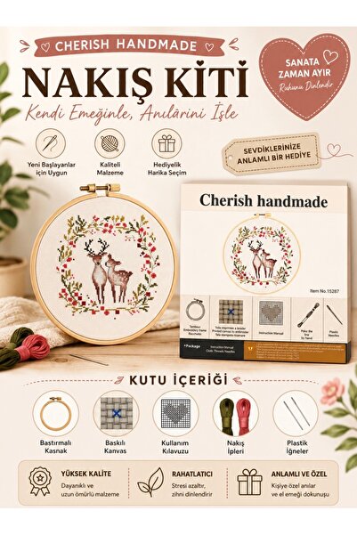 seymatabur 28 x 28 Baskılı Nakış Kiti Geyik
