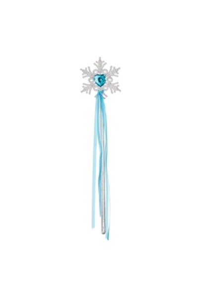 Zumzeria Silver Snowflake Wand with Blue Heart Stone & Ribbon 34cm