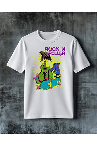 COMVİCHO Rock N Roller Skateboard Printed Oversize T-Shirt