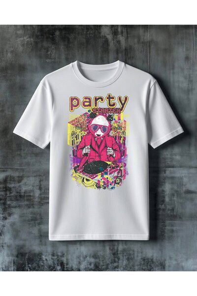 COMVİCHO Party Gozluk Printed Oversize T-Shirt