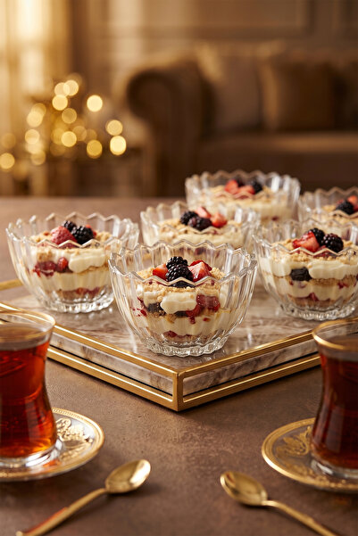 grandora Set of 6 Glass Bowls 250 ml – Transparent Dessert Bowl, Jam Bowl, Sn...