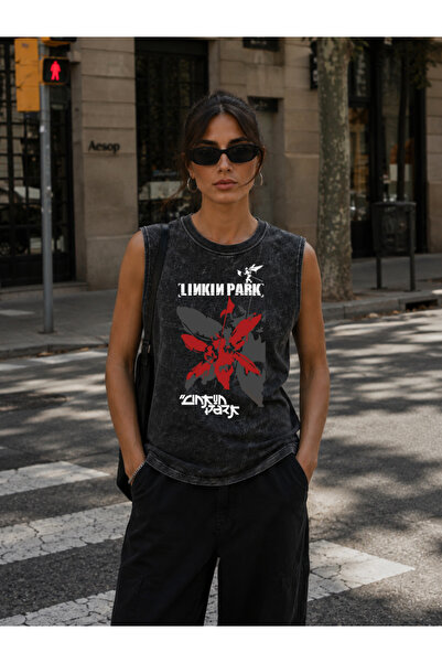 FREAK T-SHIRT تي شيرت لينكين بارك فينتاج نو ميتال بدون أكمام مطبوع بتقنية DTF