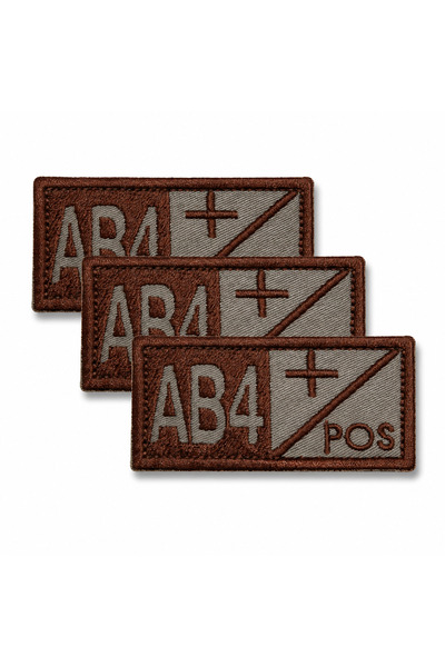 brodezcu Set of 3 patches, emblems, Embroidered badges blood type AB4 Positiv...